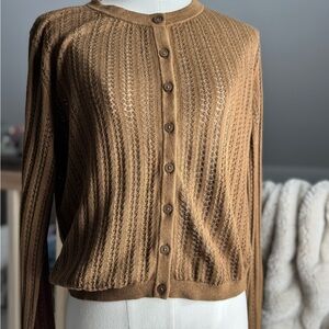 a new day Brown Open-Knit Button-Front Cardigan
